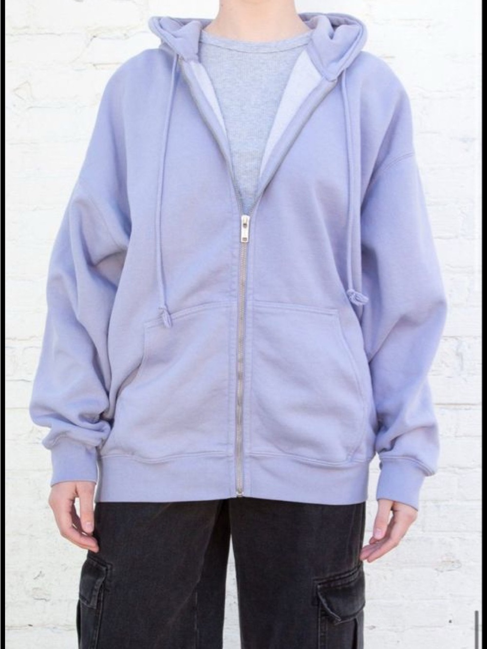 Brandy Melville Lilac Full-Zip Hooded Sweatshirt